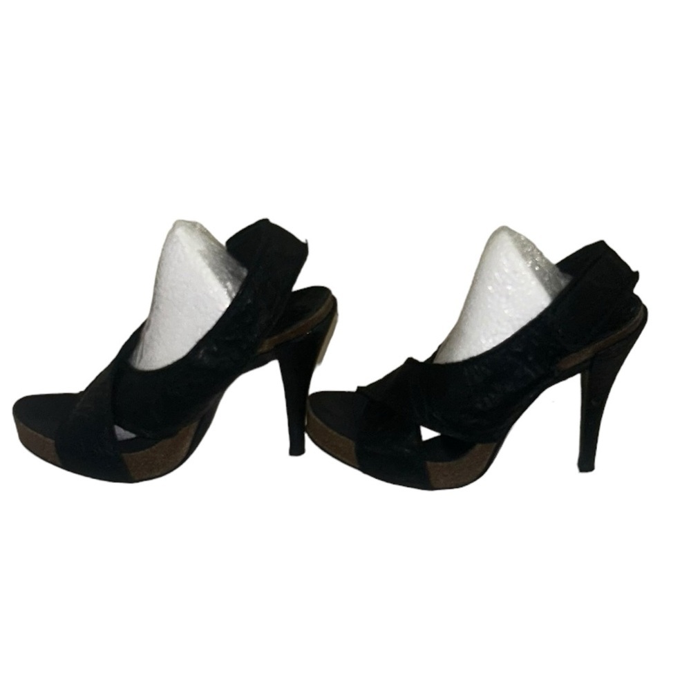 Pedro Garcia black leather platform heels size 37‎ 1/2 size 7.5